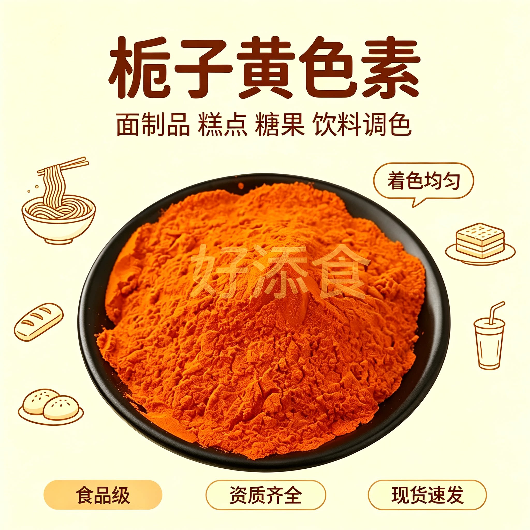 中大恒源天然栀子黄食用色素盐焗鸡米面制品食品添加剂1kg包邮