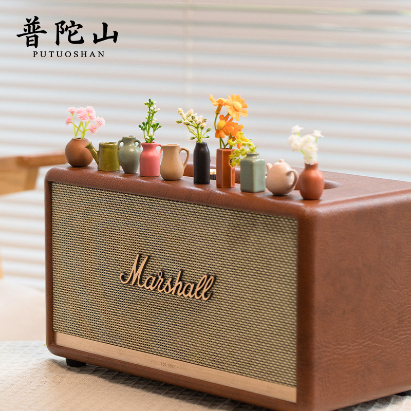 普陀山陶瓷mini花瓶冰箱贴精美插花DIY摆件3D立体乔迁磁吸装饰贴图片
