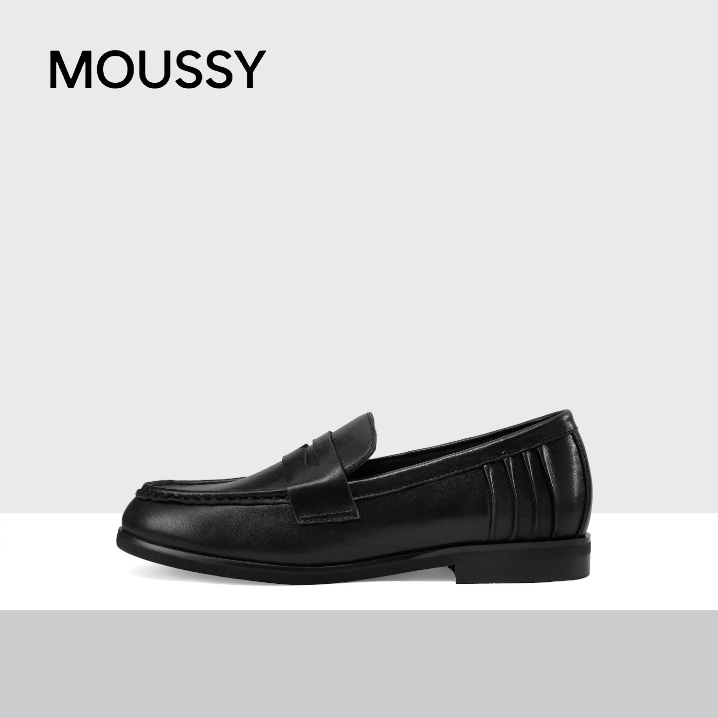 MOUSSY真皮一脚蹬乐福女鞋通勤