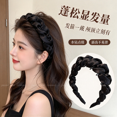 黑色正反两戴发箍女带梳齿碎发卡