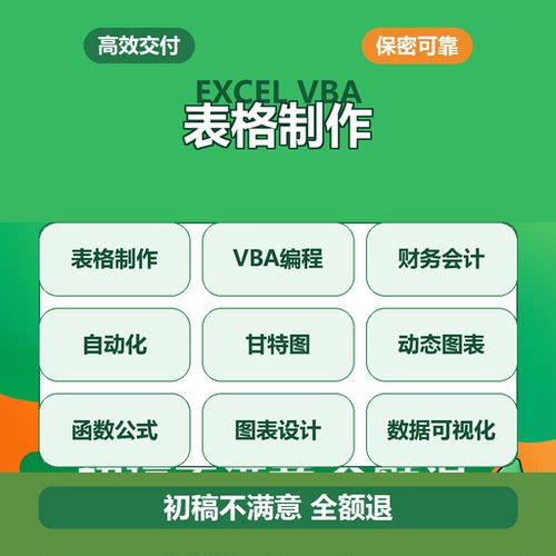 表格制作excel代做设计数据分析处理帮忙定制vba宏编程函数图整理