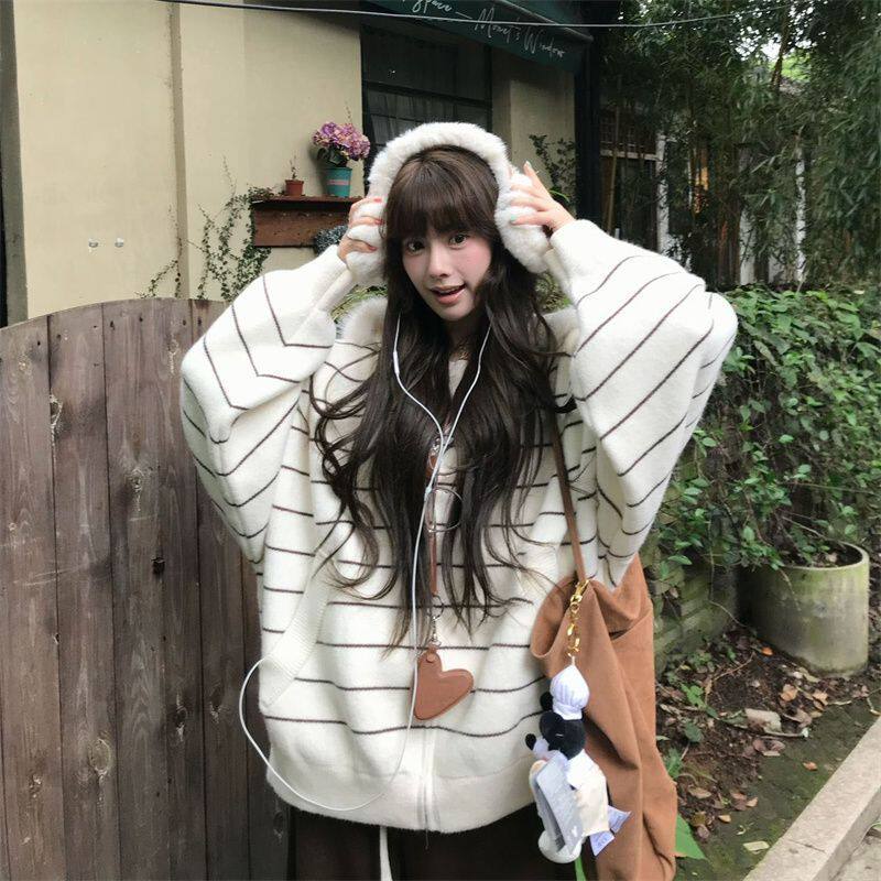 氛围感毛茸茸宽松连帽大毛领毛衣