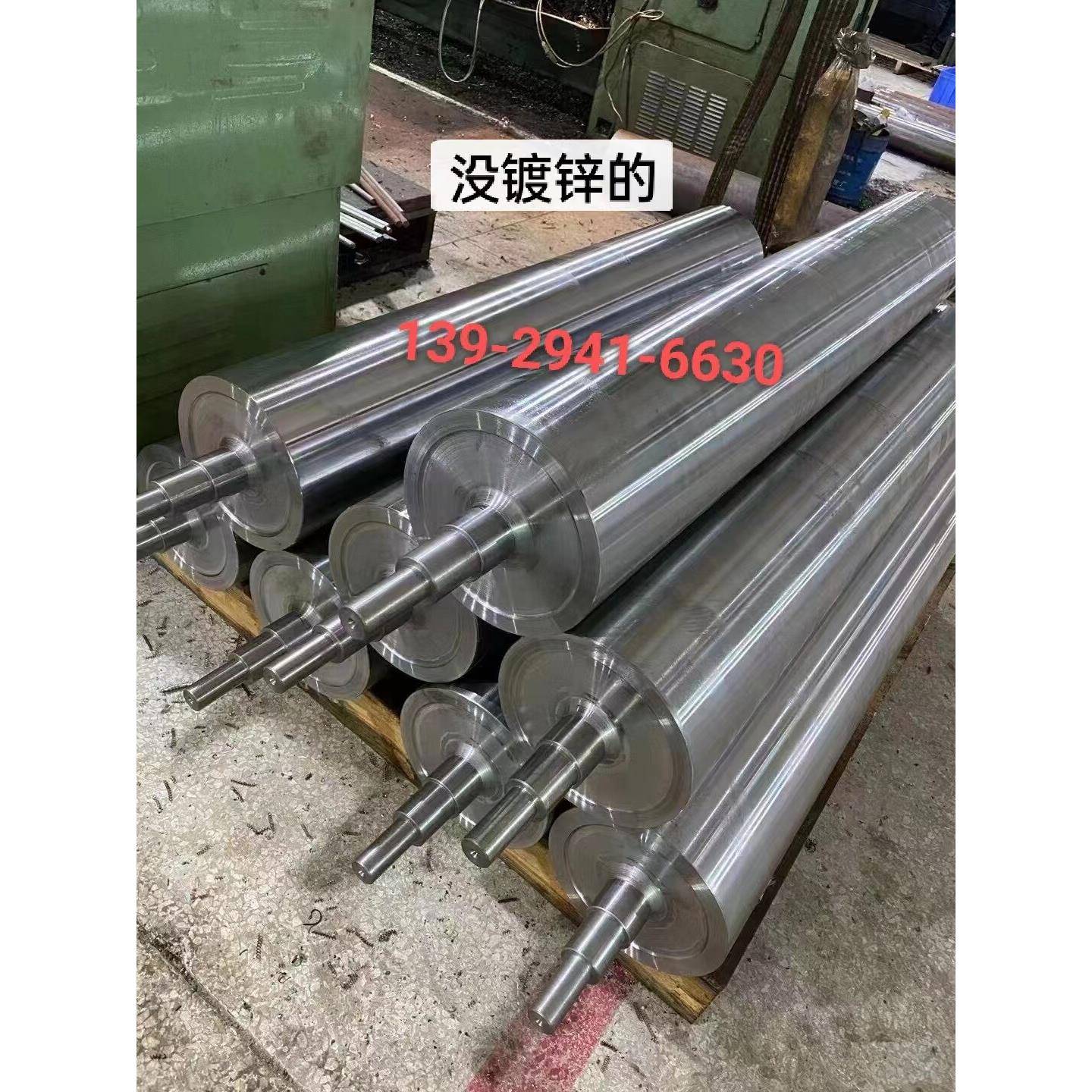 定制传送带滚筒流水线配件无动力托辊主从动不锈钢轴包胶压花滚花