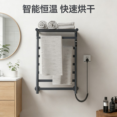电热毛巾架整体碳纤维加热浴室卫生间不锈钢电加热毛巾架浴巾架烘