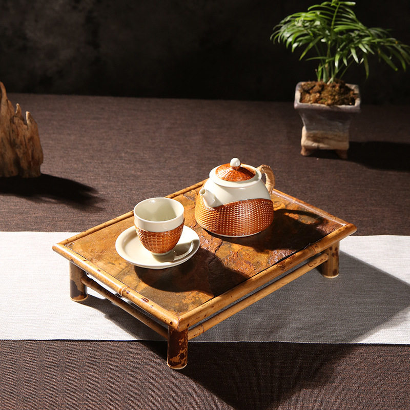 仿古紫竹编禅意干泡茶盘