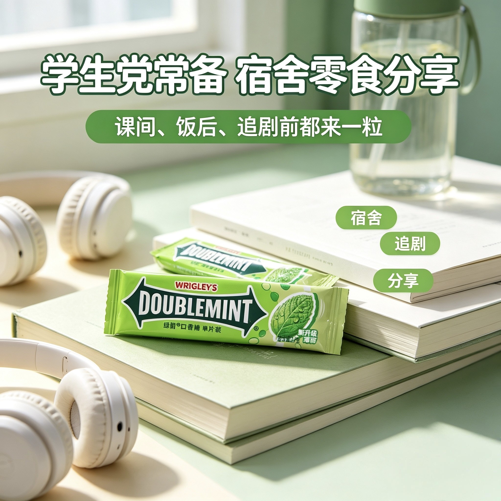 绿箭口香糖随身薄荷清凉零食独立单片包装解馋小吃多份囤货装