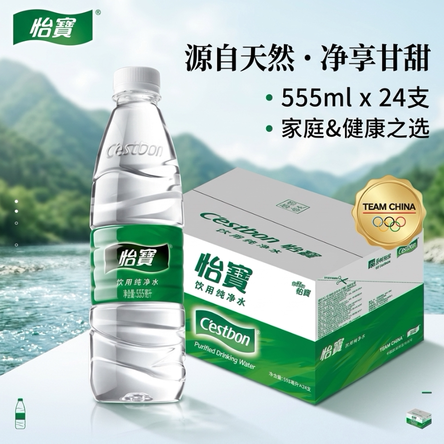 怡宝饮用纯净水555ml*24瓶便携装图片