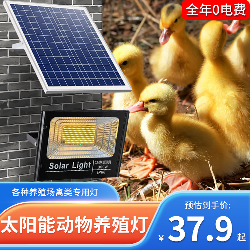 led太阳能暖光养殖灯超亮暖黄光灯鸡舍鸡棚猪场照明太阳能节能灯