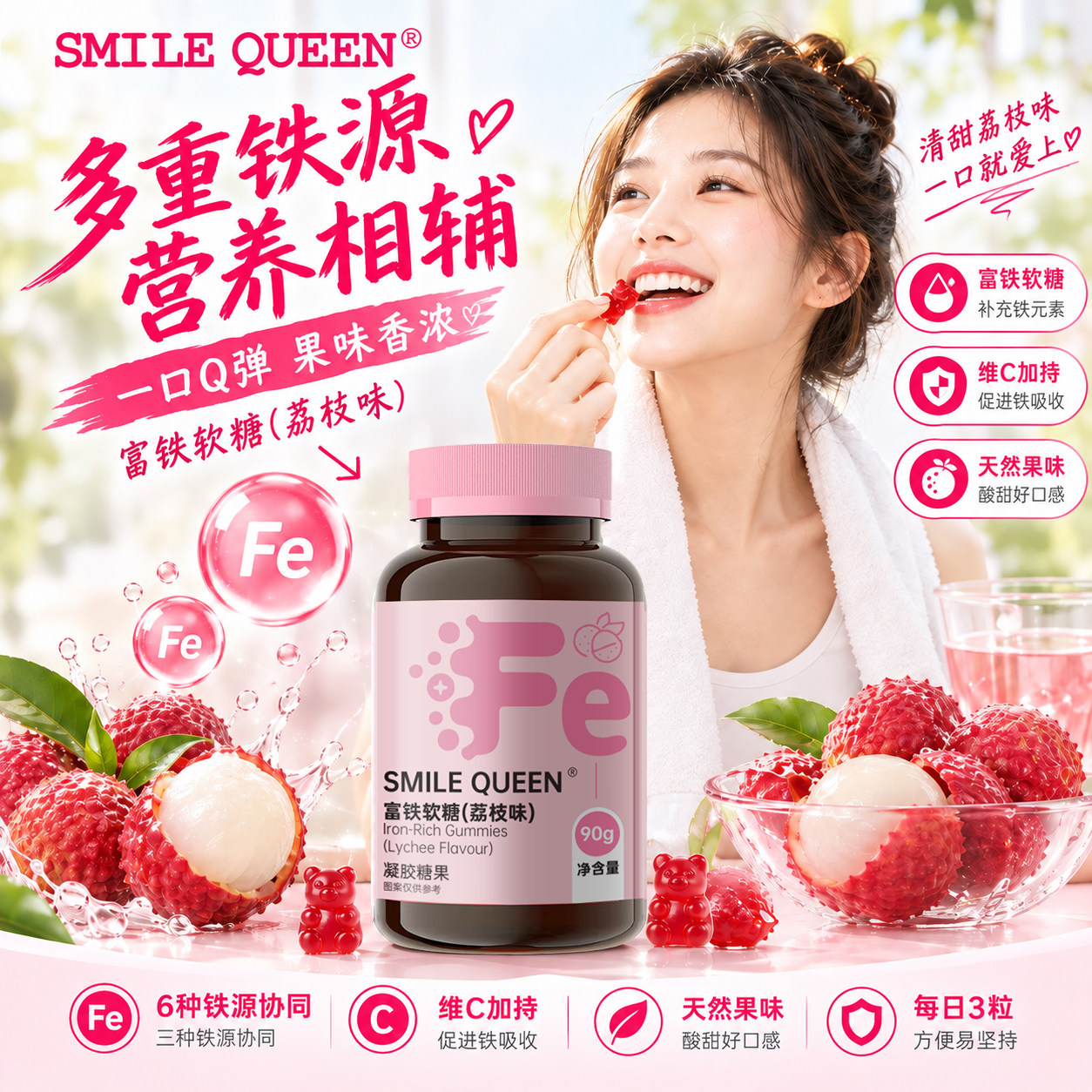 smilequeen富铁软糖多重铁元女性维生素含铁软糖铁元素补充