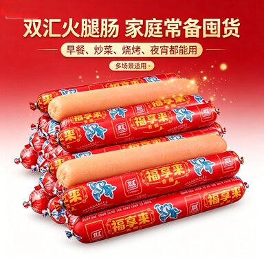 双汇火腿肠平价淀粉肠家用炒菜烧烤炸串摆摊批发囤货即食香肠