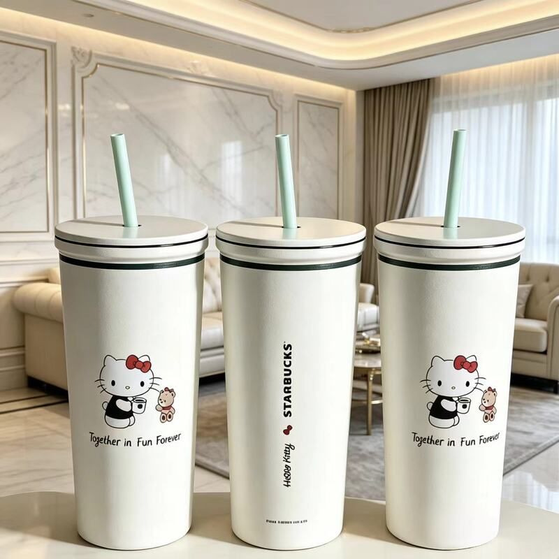 星爸爸Hello kitty联名水杯同款可爱猫咖啡杯双层加厚杯子