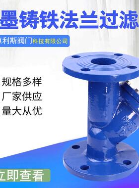 厂家供应GL41H-16Q球墨铸铁法兰过滤器精密Y型烤漆水过滤器定制