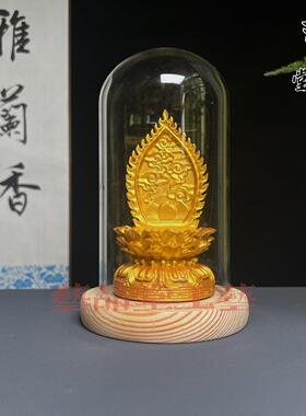 树脂实木金色观音菩萨佛像背光莲花台唐卡底座摆件红木佛龛佛光座