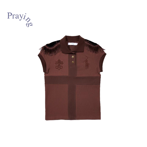 Praying流苏棕色无袖Polo衫26秋