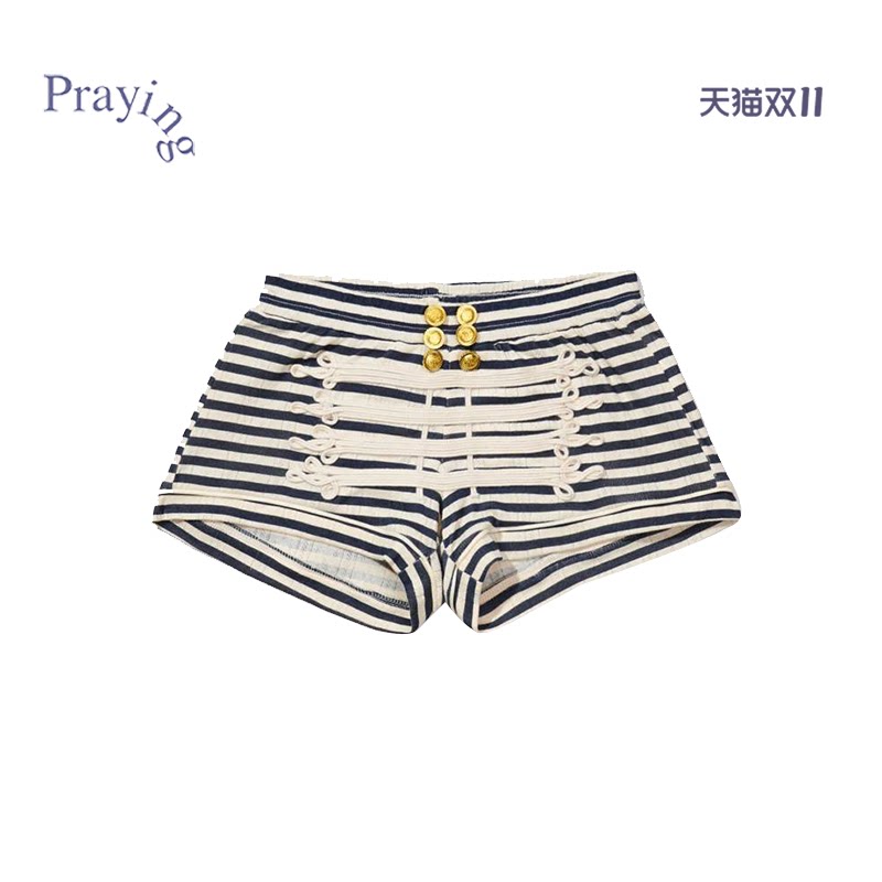 Praying Harbor Stripe Shorts 潮流复古女士灰色短裤26秋季新款