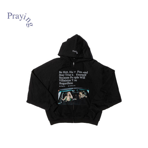 Praying印花拉链连帽卫衣26秋