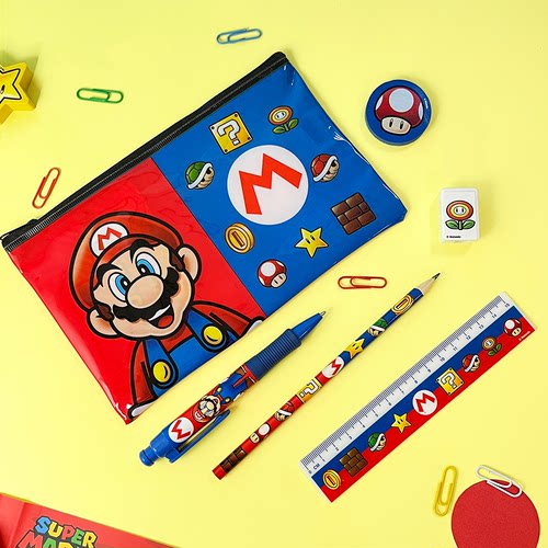 任天堂正版超级马里奥拉链笔袋文具套装Pyramid儿童节日送礼物