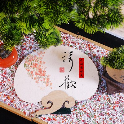 手写双面定制diym新中式扇子屏风摆件电视柜客厅玄关办公室装饰品