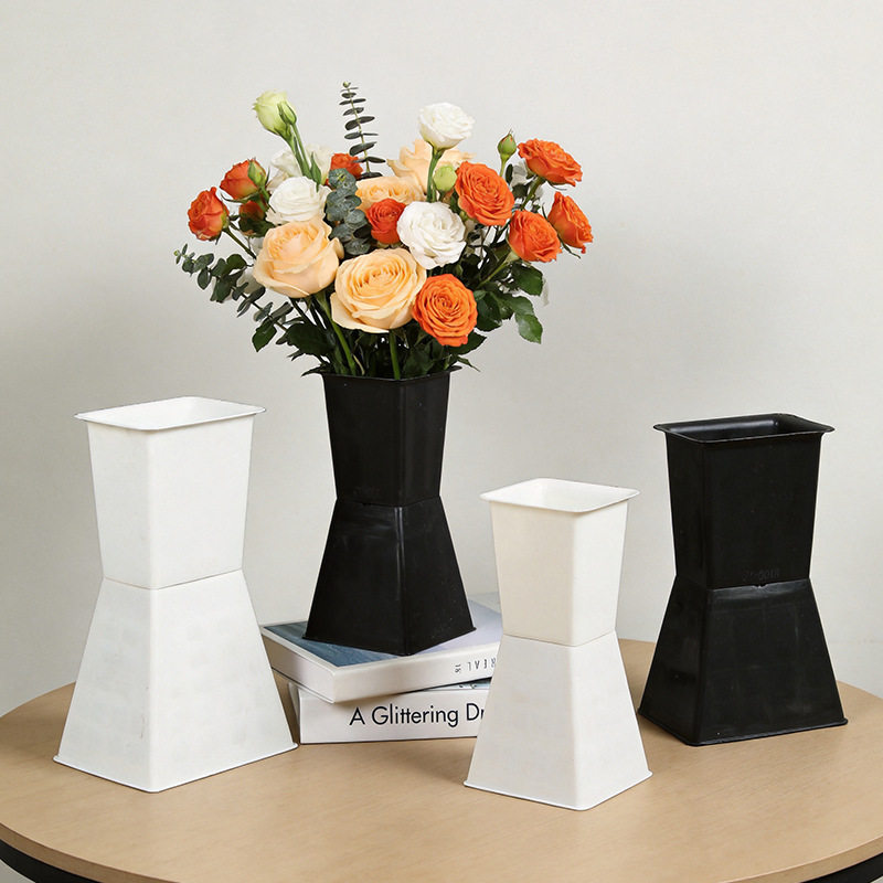 白色方墩墩包花花束包装半成品花店花艺diy材料塑料花托图片