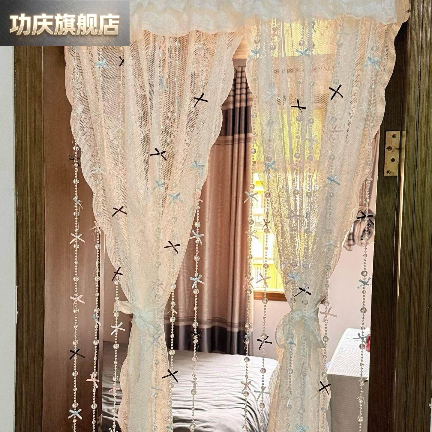 防蚊门帘珠串蝴蝶结装饰成品女生卧室书房家用厕所厨房纱帘配件图片