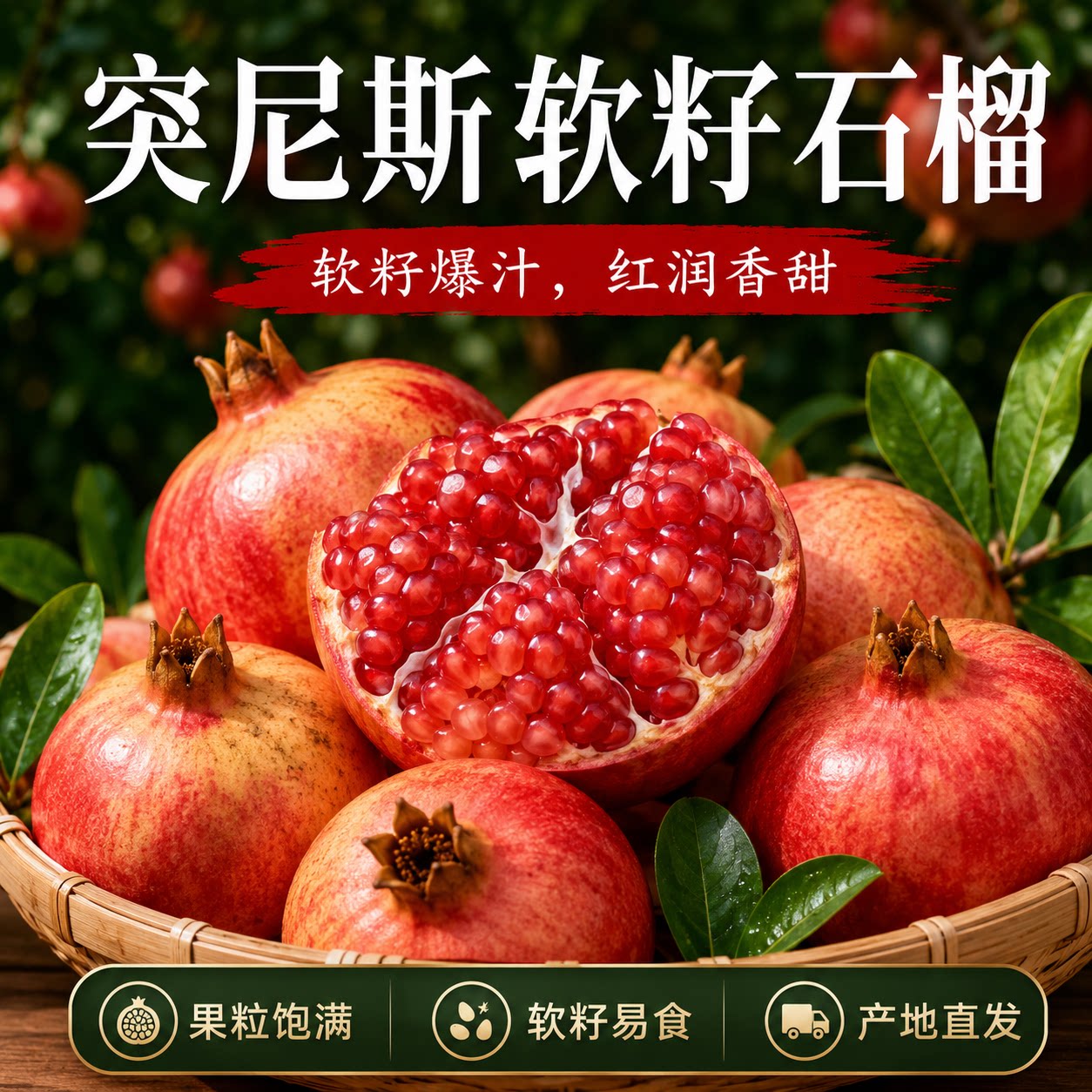 正宗四川会理突尼斯软籽石榴