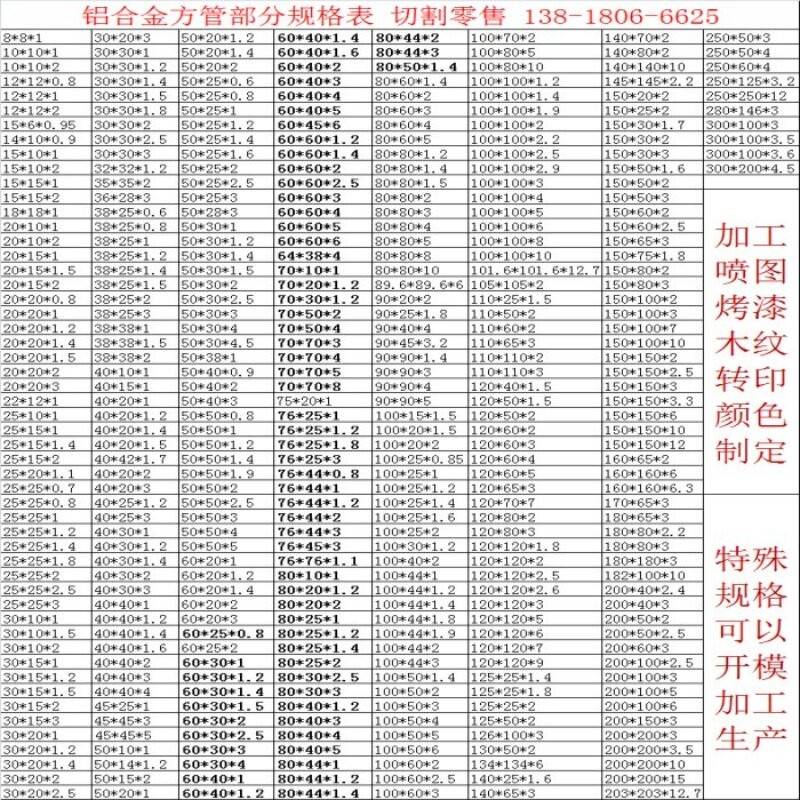 6063 6061铝方管上海供应商可客制化加工 木纹转印与喷漆铝材