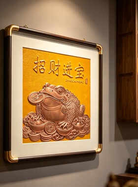 S2300新中式铜拓客厅餐厅玄关卧室挂画金蟾献宝4040