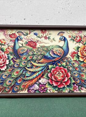 S2368新中式客厅书房餐厅玄关会客室挂画孔雀呈祥2242