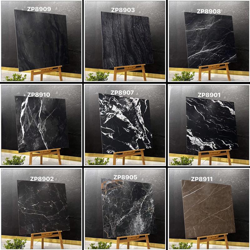 地板砖瓷砖门槛石过门石黑金花800x800全抛釉深色拼花客厅地砖