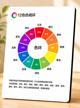 12色色相环配色参考装饰相框美术设计色彩教学桌面摆画