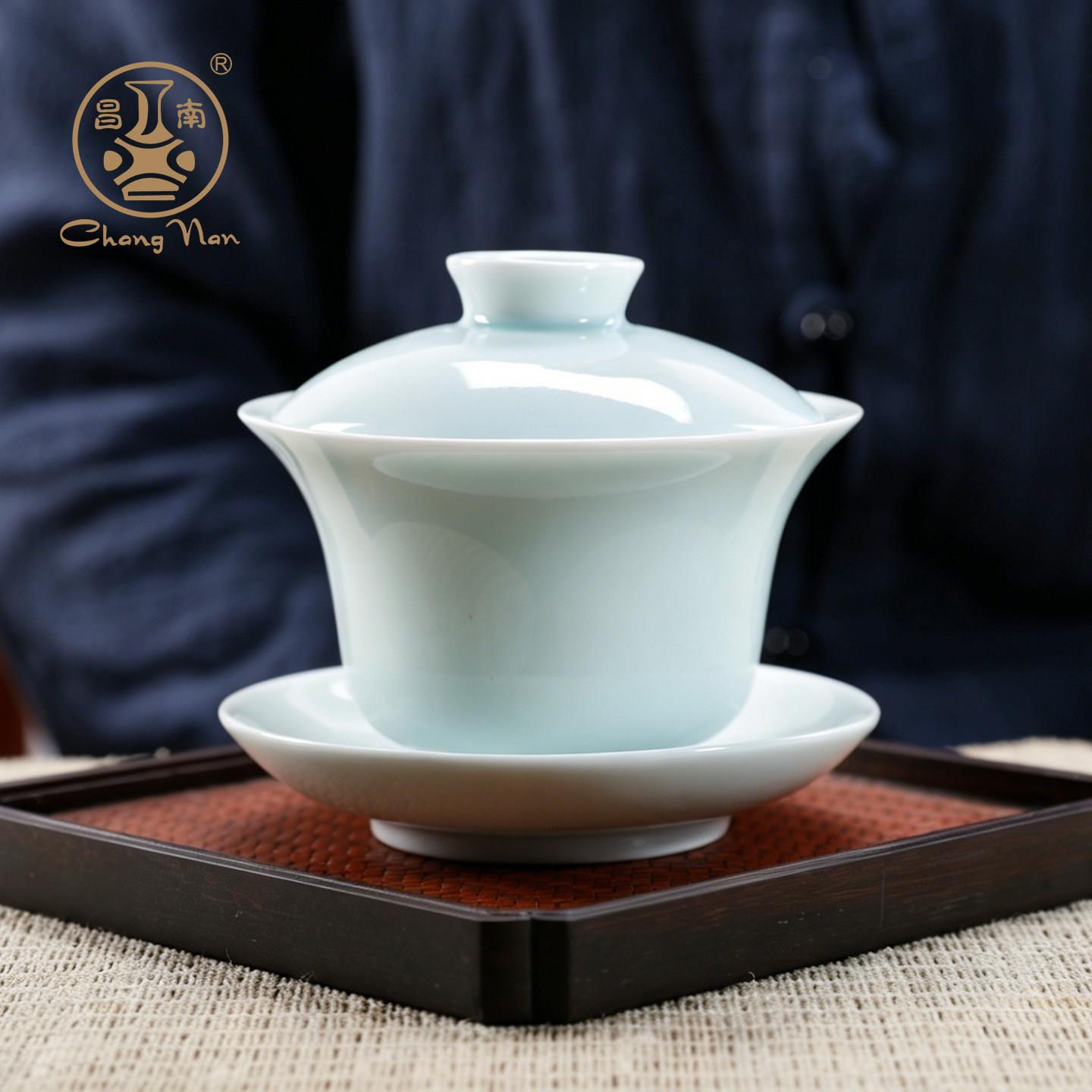 昌南陶瓷盖碗功夫茶具茶杯景德镇玉瓷三才盖碗大号泡茶碗普洱茶