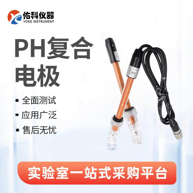 上海佑科PHS-3C酸度计电极E-201-9 PH复合电极PH耐强碱实验室水质
