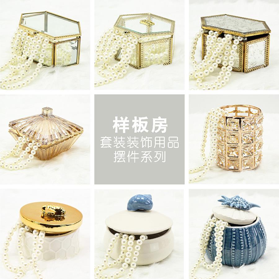 样板间梳妆台摆件现代轻奢饰品盒彷珍珠项炼样板房衣帽间装饰摆设