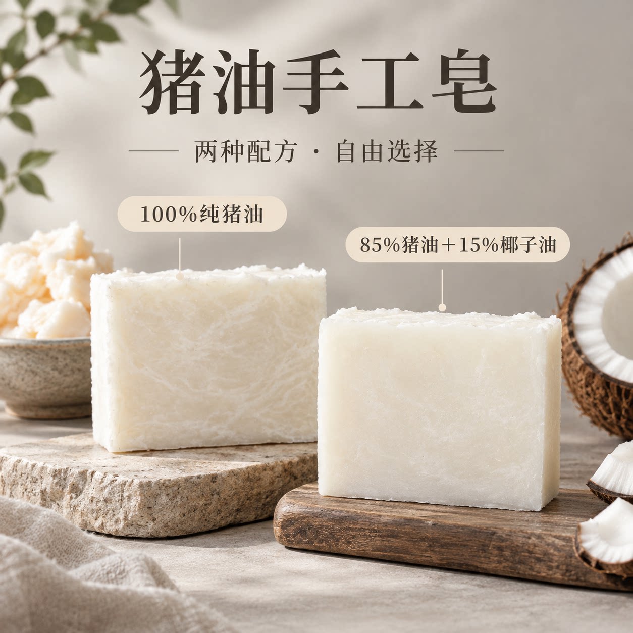 【皓】手工纯猪油皂｜老式热制工艺纯天然传统土肥皂非传统猪胰子