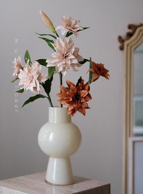 滋润百合花人造花无障碍豪华的花丝绸花人造花装饰饰品优雅的花束