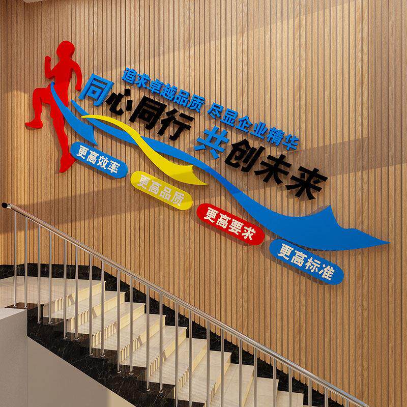 办公室装饰企业文化创意励志标语贴纸画 画激励楼梯背景墙面公司