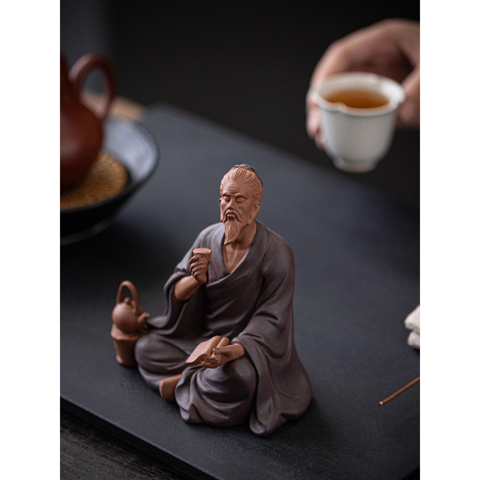 中国禅宗紫砂历史人物茶圣摆件创意茶室茶桌茶具古架摆件