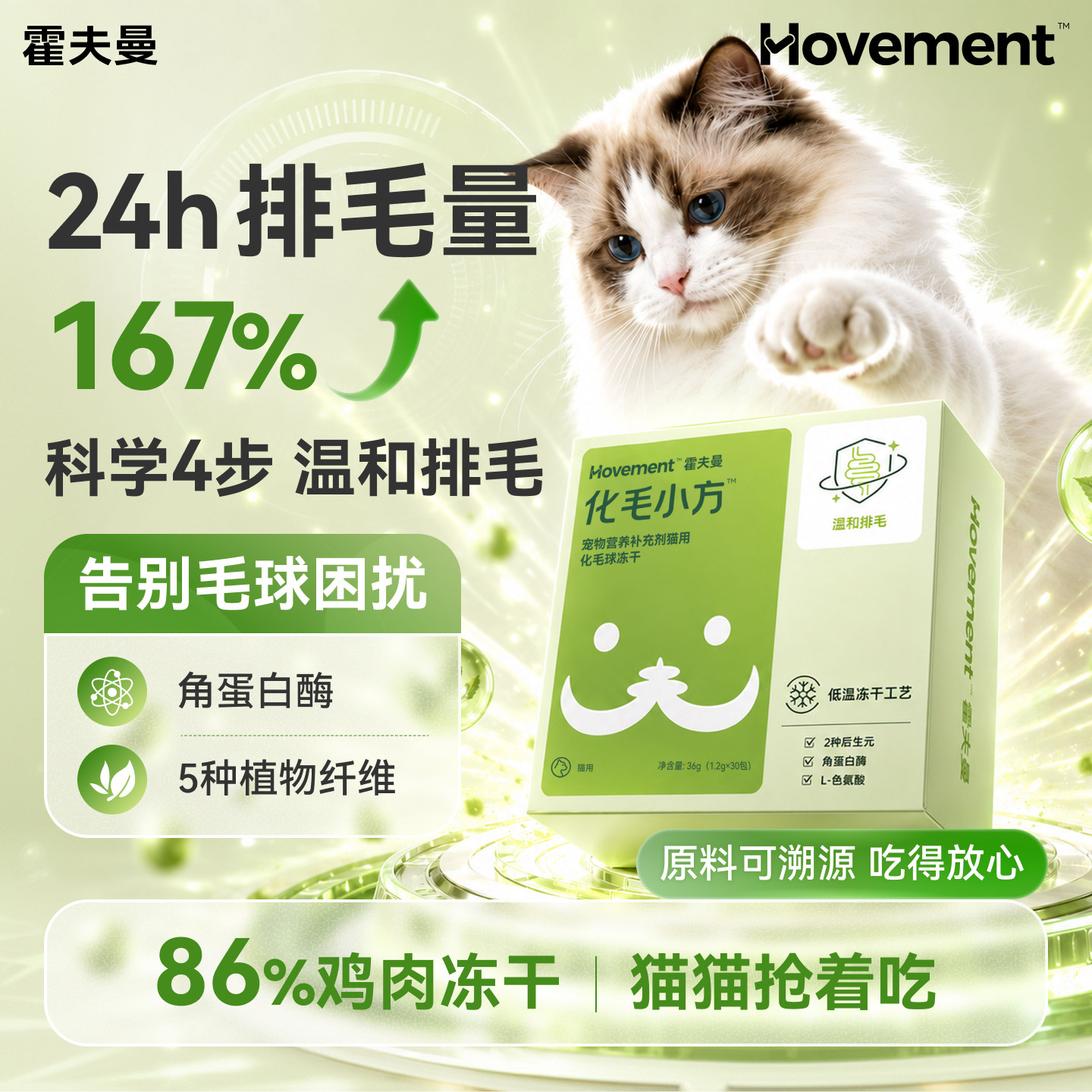 霍夫曼化毛冻干猫咪温和排猫
