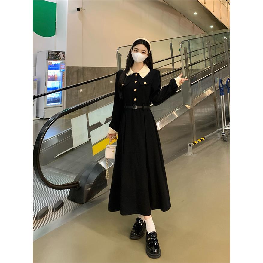 春秋复古法式感气质黑色