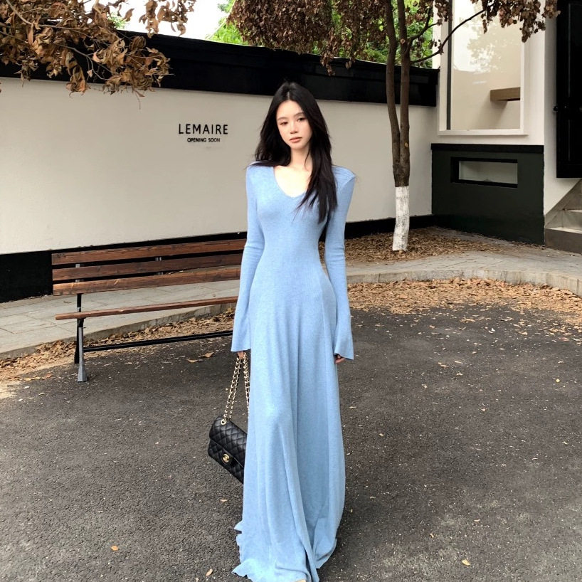 法式针织配大衣连衣裙子2