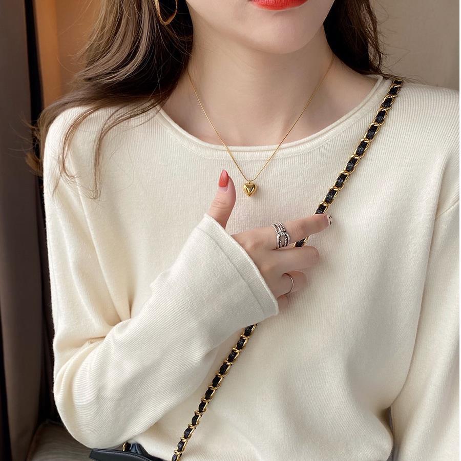 白色针织衫女春秋打底衫