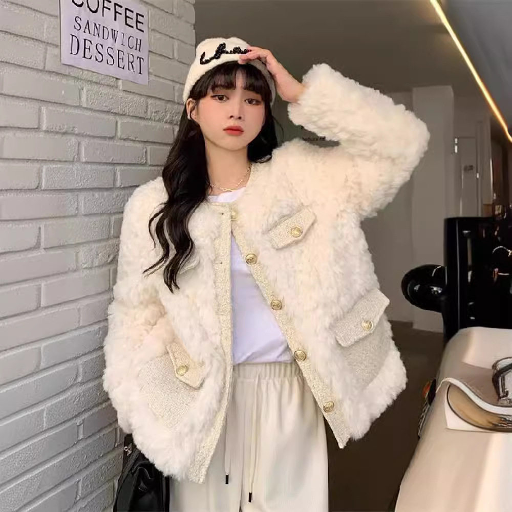 小香风毛毛外套女高级感2