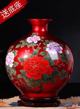 景德镇陶瓷覆古花瓶客厅大型摆件家居电视柜插花瓷大型新中国风