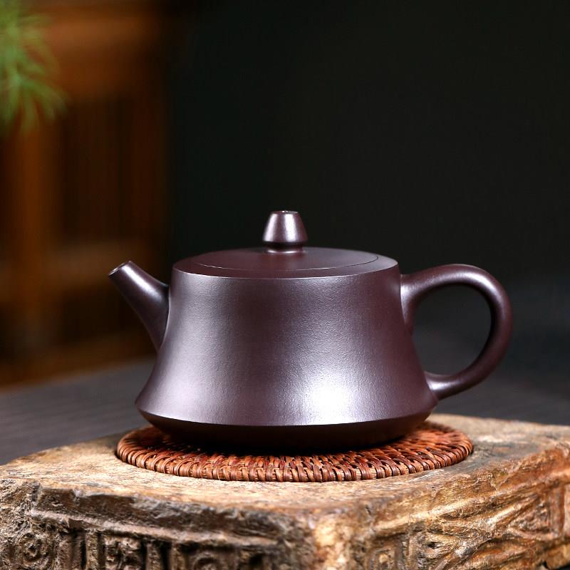 宜兴原矿紫砂壶纯全手工百目紫茄泥茶壶功夫茶具名家用泡茶壶柱础