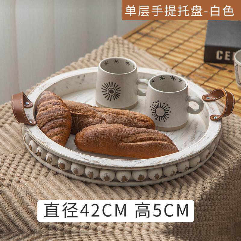 复古田园风木质手工编织水果篮家用日常用餐手提果盘
