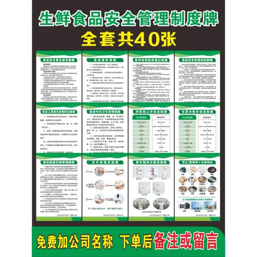食品安全管理制度生鲜食品配送4D厨房食品厂制度牌餐饮业KT板
