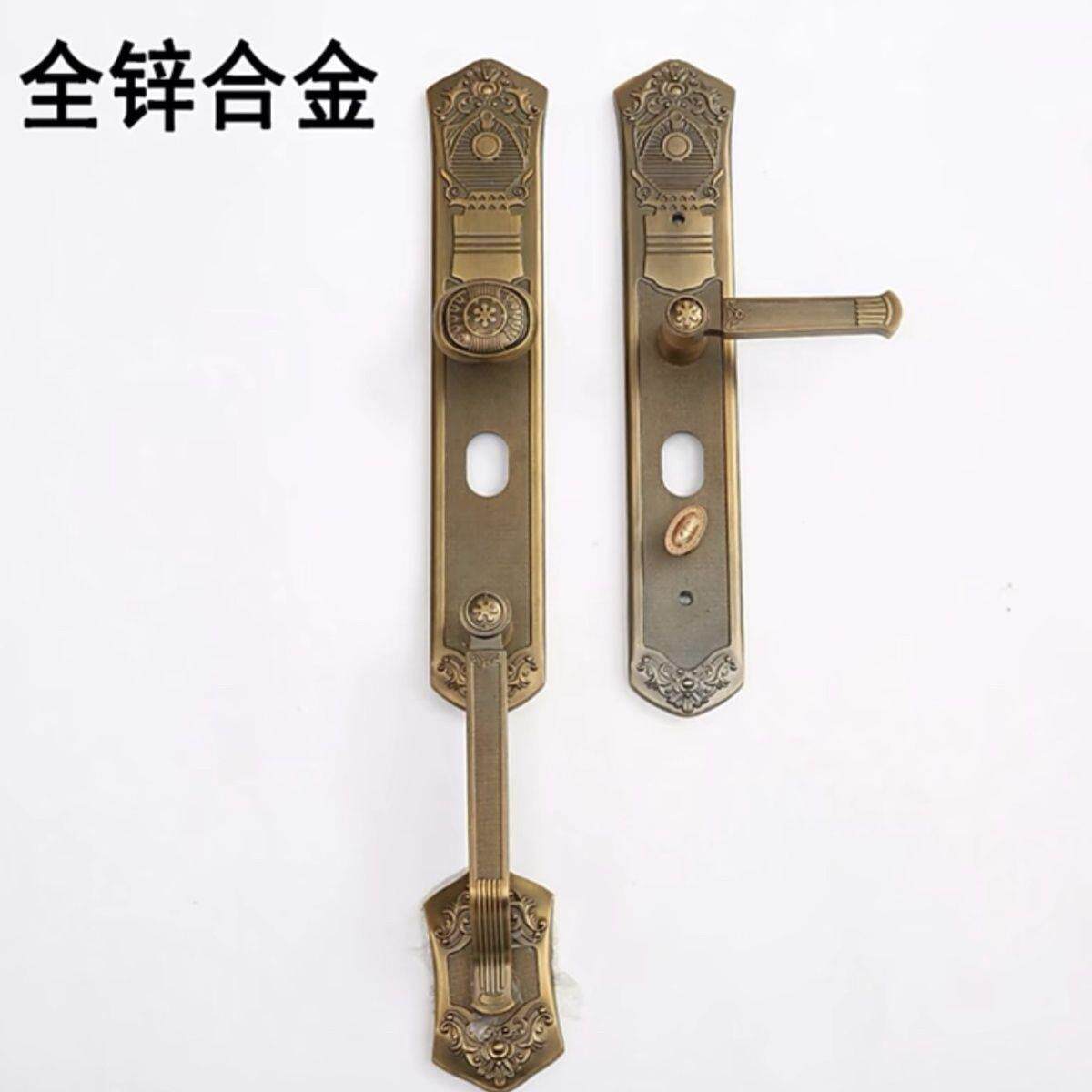 豪华防盗门拉手入户门锁锌合金别墅大门锁把黄古铜法老锁加厚防撬