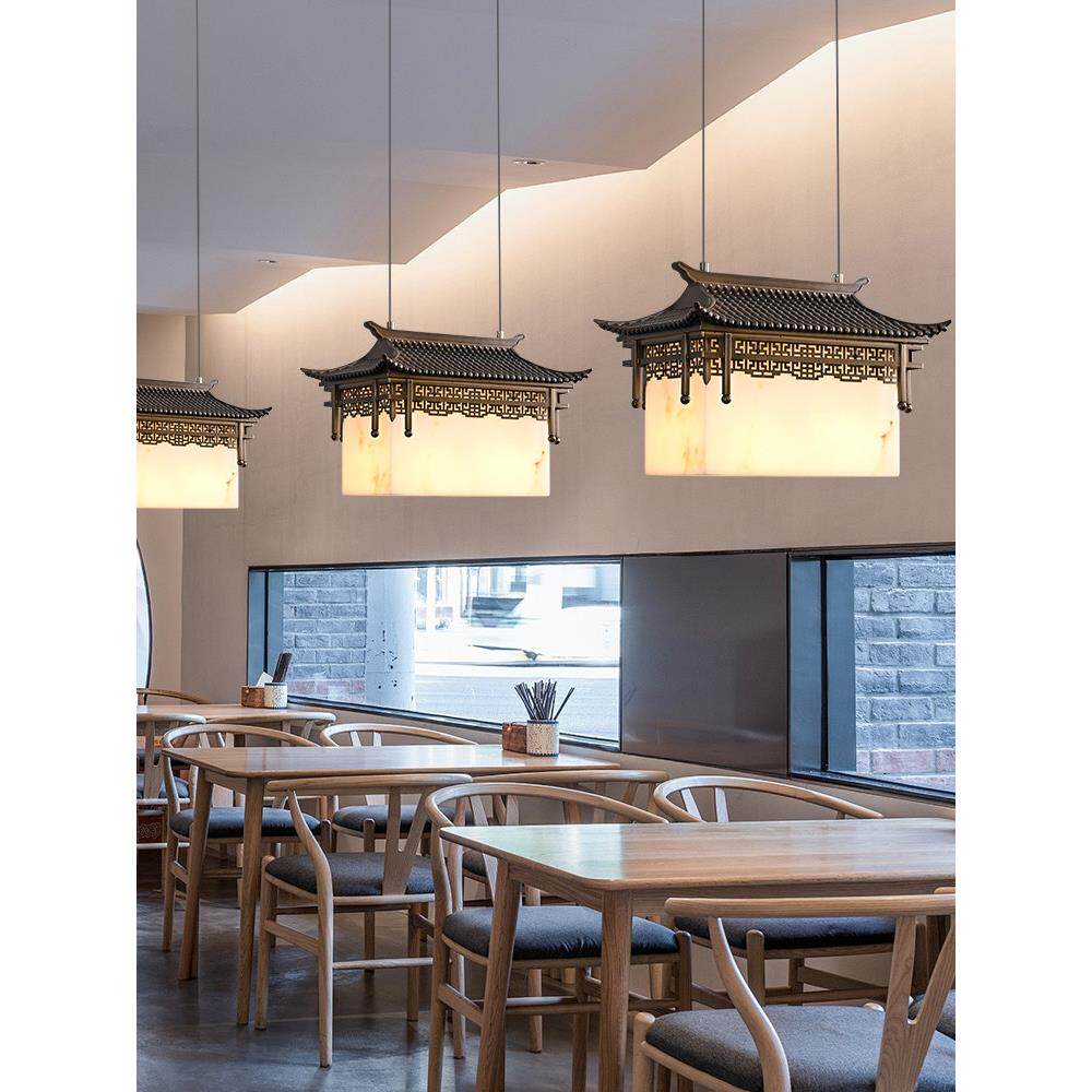 新中式古建筑吊灯餐厅宋代美学阁楼餐饮别墅摆件江南徽派民宿吊灯