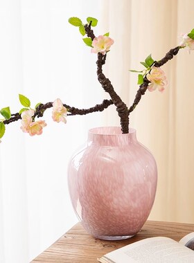 蓝色云雾玻璃花瓶轻奢客厅摆件y小众高级感中古风复古水培琉璃花