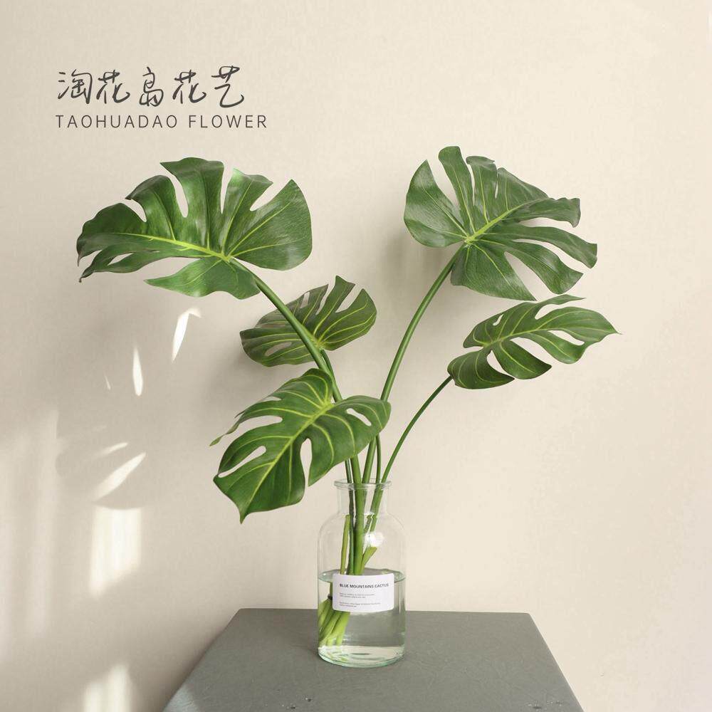 龟背竹叶彷真绿色植物水培桌面装饰摆饰公司店铺摆放北欧清新绿叶